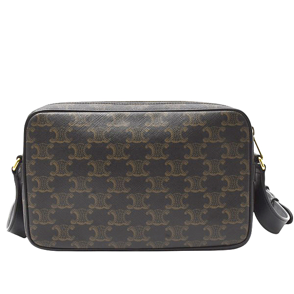 セリーヌ バッグ レディース トリオンフ ショルダーバッグ ロゴ入り PVCレザー ブラック CELINE 194502 中古