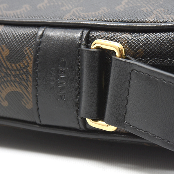セリーヌ バッグ レディース トリオンフ ショルダーバッグ ロゴ入り PVCレザー ブラック CELINE 194502 中古