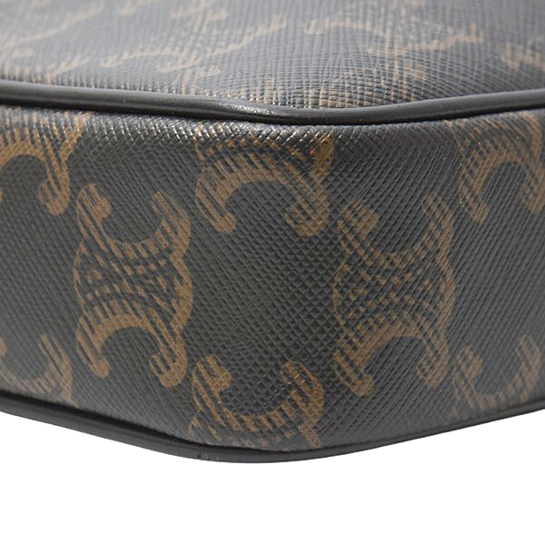 セリーヌ バッグ レディース トリオンフ ショルダーバッグ ロゴ入り PVCレザー ブラック CELINE 194502 中古