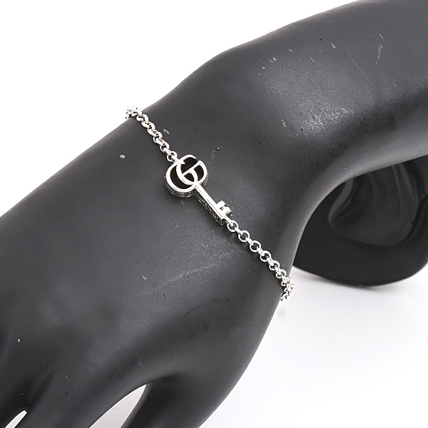 グッチ ブレスレット レディース ダブルG キーチャーム 鍵 サイズ17 シルバー SV925 中古
