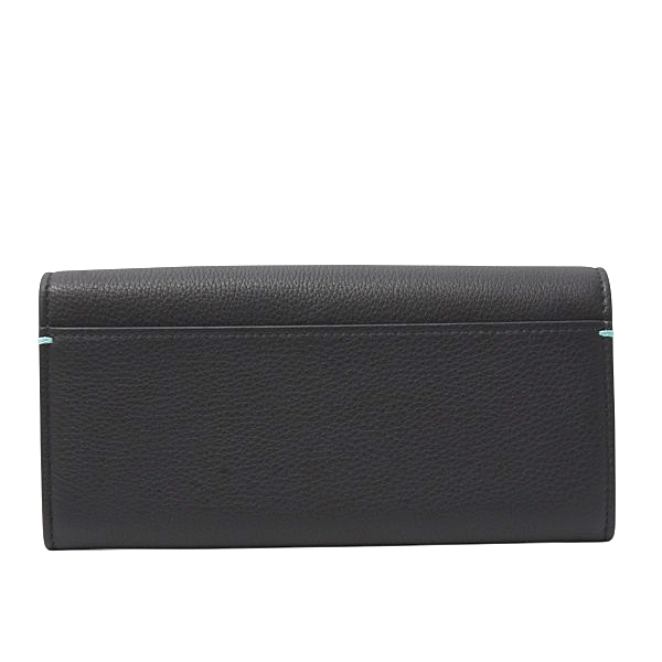 ティファニー 財布 レディース 長財布 コンチネンタル フラップウォレット カーフ ブラック TIFFANY 中古