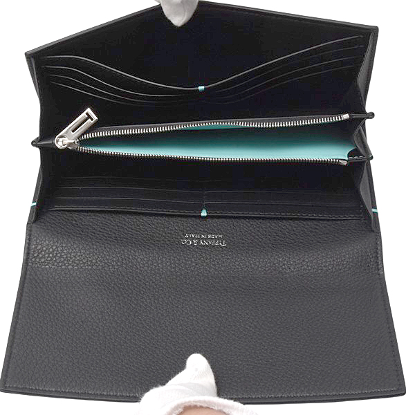 ティファニー 財布 レディース 長財布 コンチネンタル フラップウォレット カーフ ブラック TIFFANY 中古
