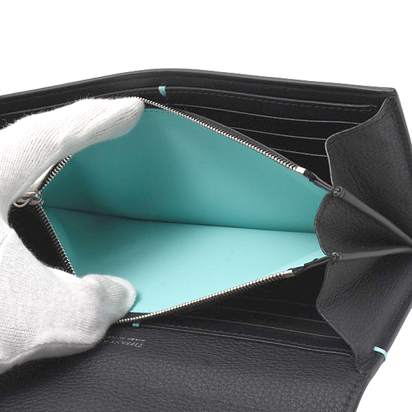 ティファニー 財布 レディース 長財布 コンチネンタル フラップウォレット カーフ ブラック TIFFANY 中古