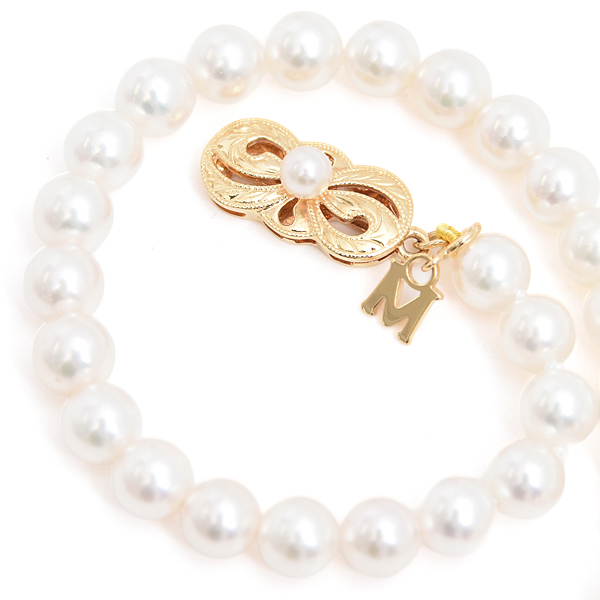 ミキモト ブレスレット レディース パール ブレスレット 5.5mm~5.9mm珠 イエローゴールド MIKIMOTO K18 中古