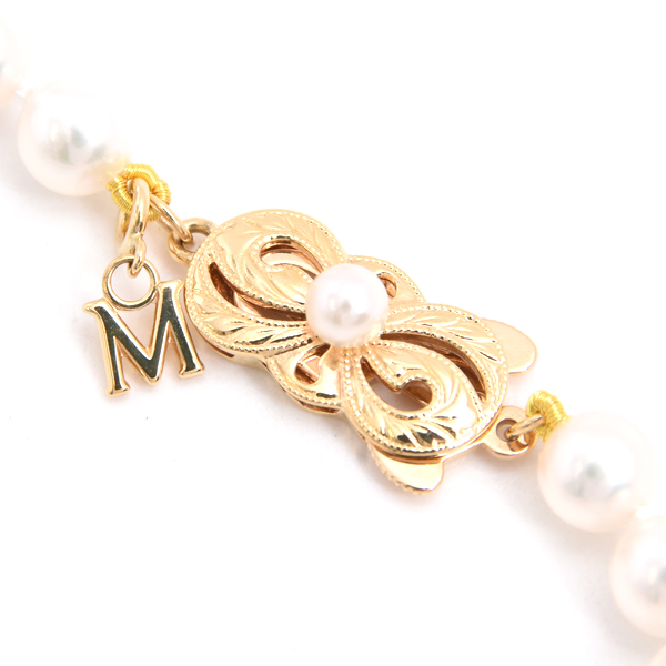 ミキモト ブレスレット レディース パール ブレスレット 5.5mm～5.9mm珠 イエローゴールド MIKIMOTO K18 中古