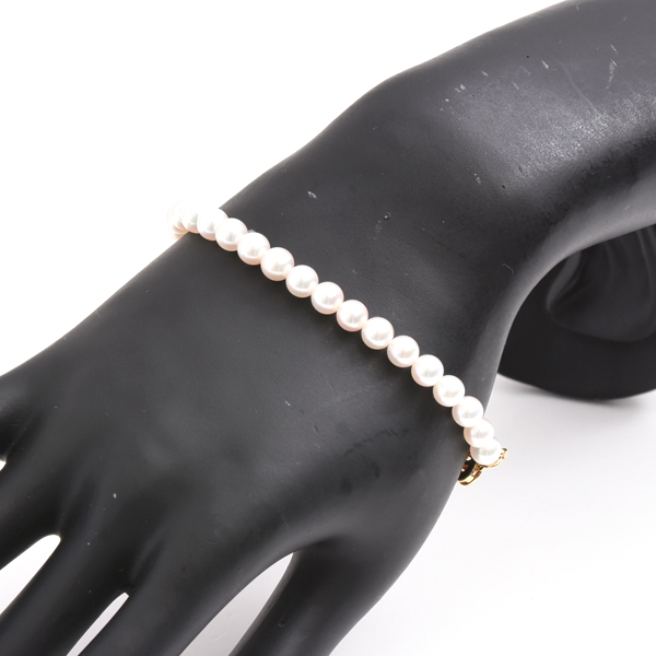 ミキモト ブレスレット レディース パール ブレスレット 5.5mm～5.9mm珠 イエローゴールド MIKIMOTO K18 中古