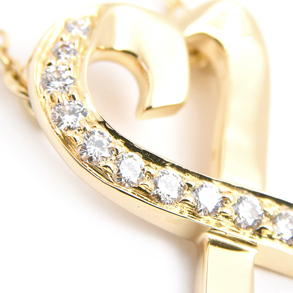 ティファニー ネックレス レディース ラビング ハート ペンダント ダイヤ イエローゴールド 750YG K18 TIFFANY 中古