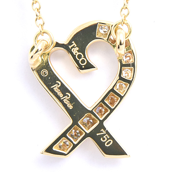 ティファニー ネックレス レディース ラビング ハート ペンダント ダイヤ イエローゴールド 750YG K18 TIFFANY 中古