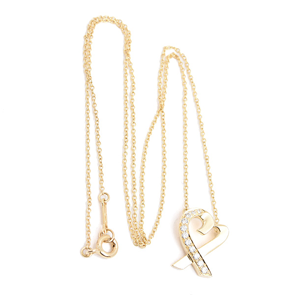 ティファニー ネックレス レディース ラビング ハート ペンダント ダイヤ イエローゴールド 750YG K18 TIFFANY 中古