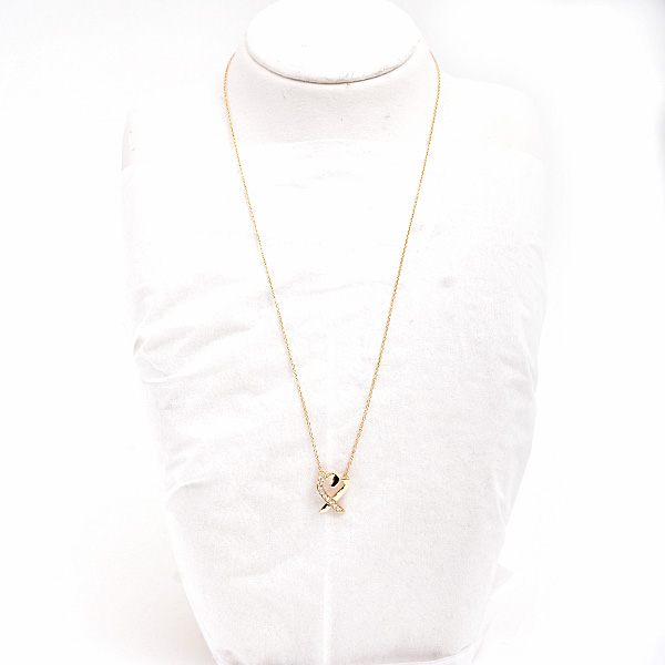 ティファニー ネックレス レディース ラビング ハート ペンダント ダイヤ イエローゴールド 750YG K18 TIFFANY 中古