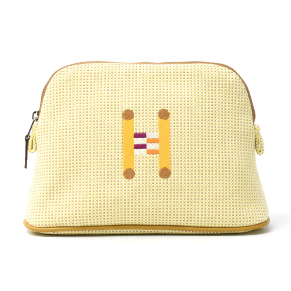 エルメス バッグ レディース ボリード クレイジーH ポーチ ミニ 化粧ポーチ キャンバス シトロン オークル HERMES 中古