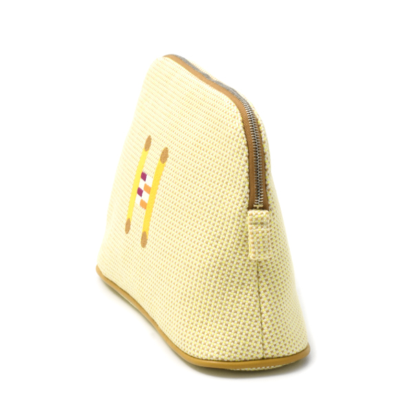 エルメス バッグ レディース ボリード クレイジーH ポーチ ミニ 化粧ポーチ キャンバス シトロン オークル HERMES 中古