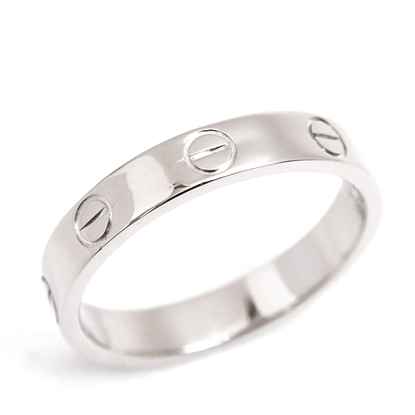 カルティエ 指輪 レディース ミニ ラブ リング Love 刻印サイズ54 実測14号弱 幅3.5mm ホワイトゴールド Cartier 750WG 中古