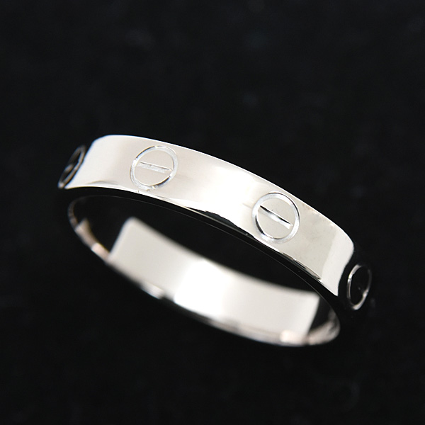カルティエ 指輪 レディース ミニ ラブ リング Love 刻印サイズ54 実測14号弱 幅3.5mm ホワイトゴールド Cartier 750WG 中古