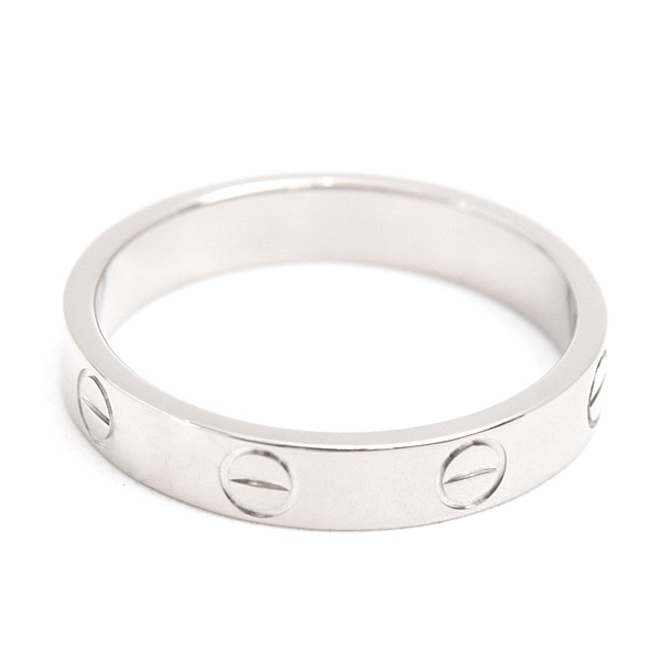 カルティエ 指輪 レディース ミニ ラブ リング Love 刻印サイズ54 実測14号弱 幅3.5mm ホワイトゴールド Cartier 750WG 中古