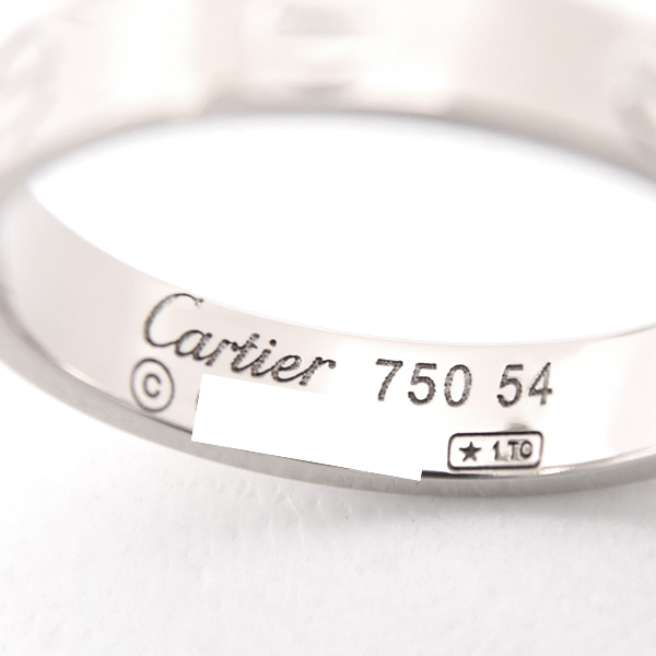 カルティエ 指輪 レディース ミニ ラブ リング Love 刻印サイズ54 実測14号弱 幅3.5mm ホワイトゴールド Cartier 750WG 中古