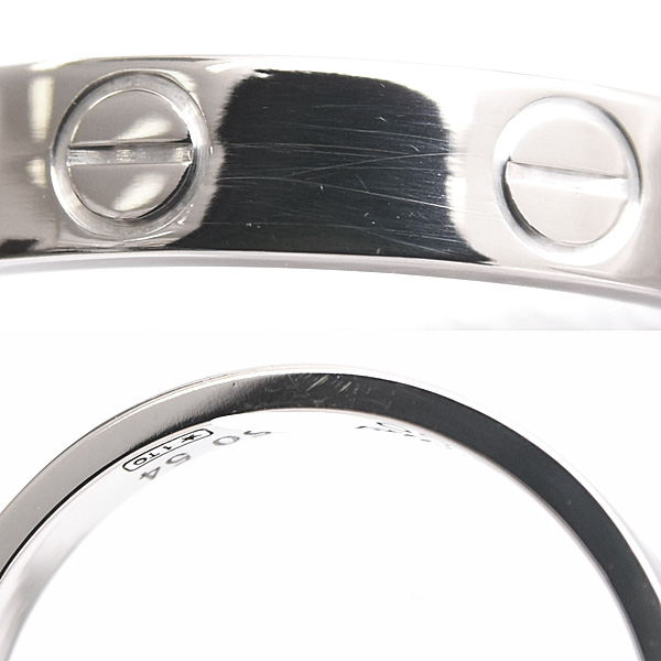 カルティエ 指輪 レディース ミニ ラブ リング Love 刻印サイズ54 実測14号弱 幅3.5mm ホワイトゴールド Cartier 750WG 中古