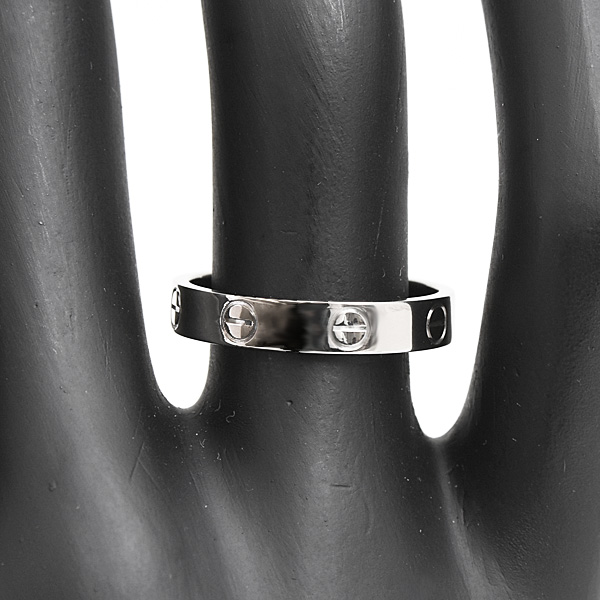 カルティエ 指輪 レディース ミニ ラブ リング Love 刻印サイズ54 実測14号弱 幅3.5mm ホワイトゴールド Cartier 750WG 中古