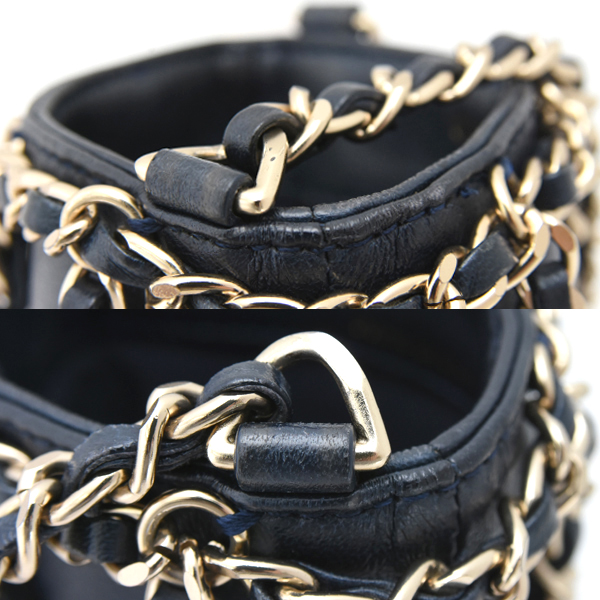 シャネル バッグ レディース テック ミー アウト チェーンフォンケース スマホショルダーラムスキン ネイビー CHANEL AP1161 中古