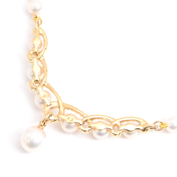 ミキモト ネックレス レディース ベビーパール ネックレス イエローゴールド MIKIMOTO K18 中古