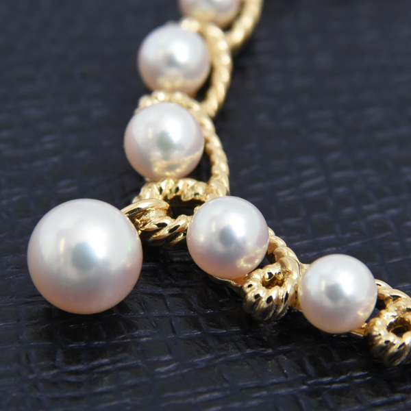 ミキモト ネックレス レディース ベビーパール ネックレス イエローゴールド MIKIMOTO K18 中古
