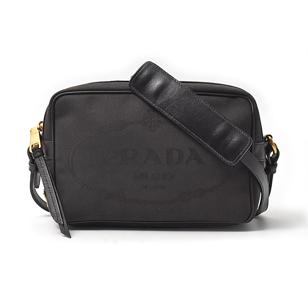 プラダ バッグ メンズ レディース ショルダーバッグ クロスボディバッグ キャンバス レザー ブラック 1BH089 PRADA 中古