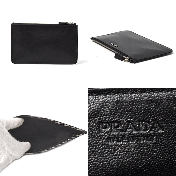プラダ バッグ メンズ レディース ポーチ バッグインバッグ サフィアーノレザー ブラック 2M1236 PRADA 中古