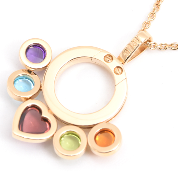ブルガリ ネックレス レディース アレグラ マルチストーン ネックレス イエローゴールド BVLGARI 750YG 中古