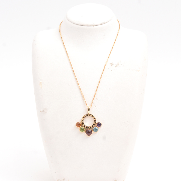 ブルガリ ネックレス レディース アレグラ マルチストーン ネックレス イエローゴールド BVLGARI 750YG 中古