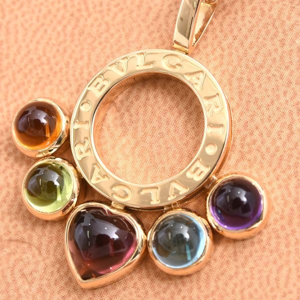 ブルガリ ネックレス レディース アレグラ マルチストーン ネックレス イエローゴールド BVLGARI 750YG 中古