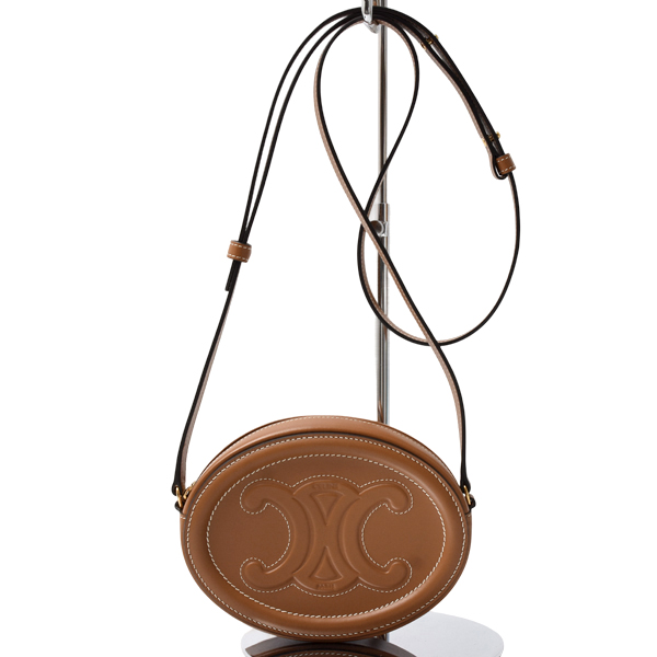 セリーヌ バッグ レディース クロスボディオーバルパース トリオンフ キュイル ショルダーバッグ カーフレザー ブラウン CELINE 10I703DPQ.04LU 中古