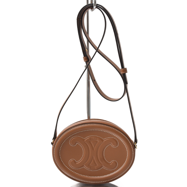 セリーヌ バッグ レディース クロスボディオーバルパース トリオンフ キュイル ショルダーバッグ カーフレザー ブラウン CELINE 10I703DPQ.04LU 中古