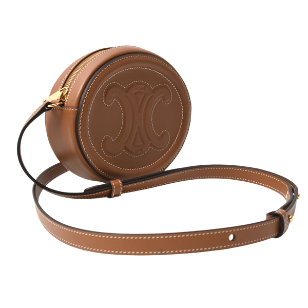 セリーヌ バッグ レディース クロスボディオーバルパース トリオンフ キュイル ショルダーバッグ カーフレザー ブラウン CELINE 10I703DPQ.04LU 中古