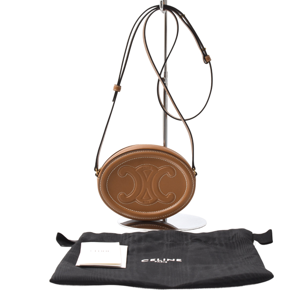 セリーヌ バッグ レディース クロスボディオーバルパース トリオンフ キュイル ショルダーバッグ カーフレザー ブラウン CELINE 10I703DPQ.04LU 中古