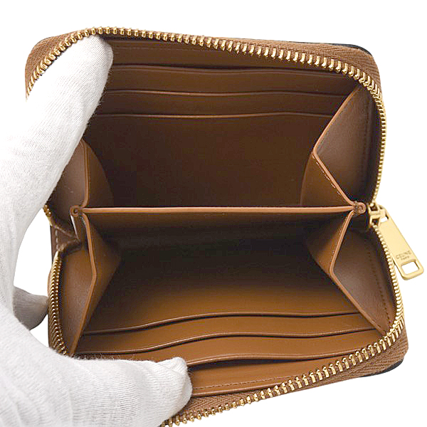 セリーヌ 財布 レディース キュイル トリオンフ コンパクトジップ コインケース タン レザー CELINE 中古