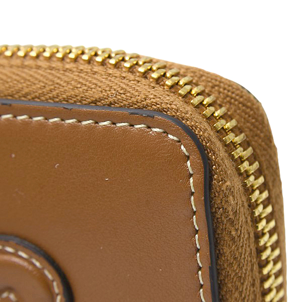 セリーヌ 財布 レディース キュイル トリオンフ コンパクトジップ コインケース タン レザー CELINE 中古