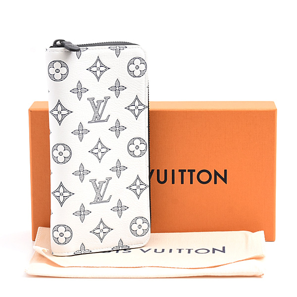 ルイヴィトン 財布 メンズ ジッピーウォレット ヴェルティカル モノグラムシャドウ ホワイト Louis Vuitton M83381 中古