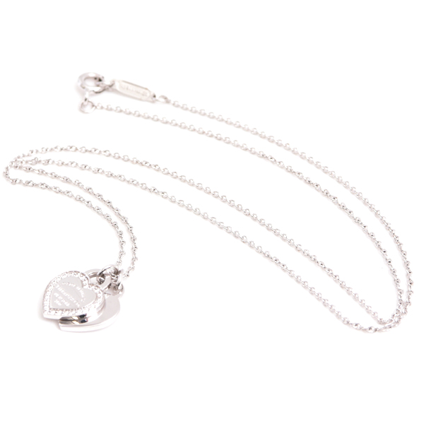 ティファニー ネックレス レディース リターントゥ ダブルハート ダイヤ ネックレス ホワイトゴールド TIFFANY 750WG 中古