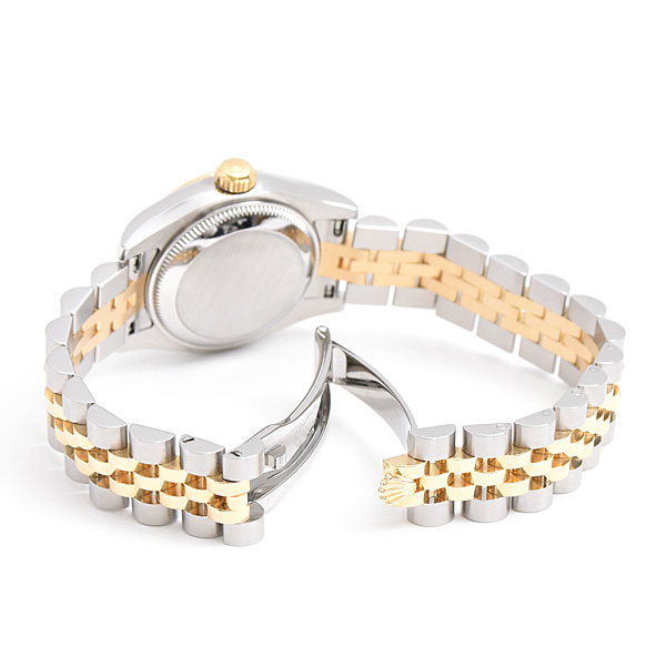 ロレックス 時計 レディース デイトジャスト 10P 自動巻 ランダム ゴールドクリスタル文字盤 SS×YG ROLEX 179173G 中古