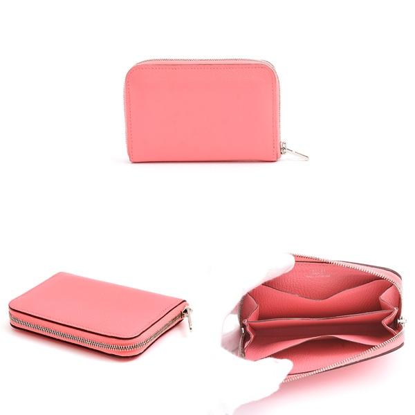 エルメス 財布 レディース ジップアンゴー コインケース カードケース U刻 ヴォーエヴァ―カラー ピンク系 HERMES 中古