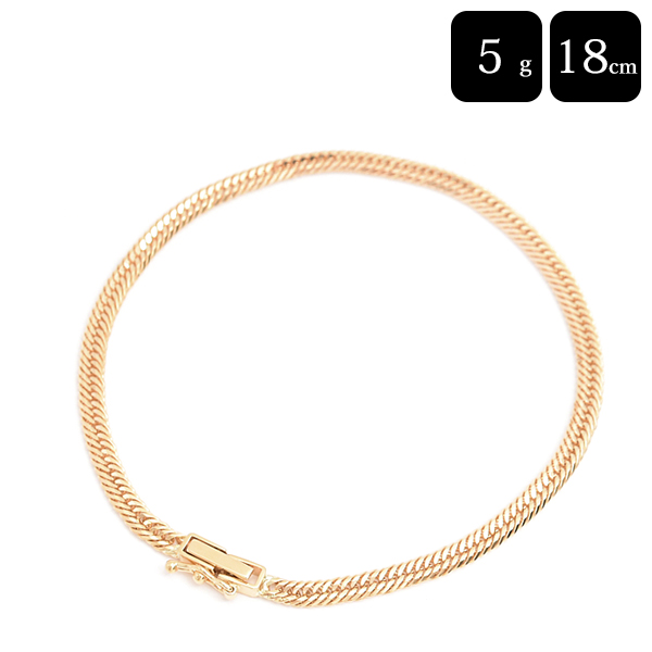 喜平 ブレスレット K18 12面カット トリプル 5g 18cm メンズ レディース チェーン イエローゴールド YG 中古