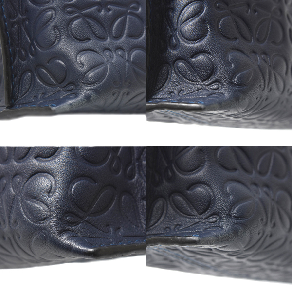 ロエベ バッグ レディース メンズ Tポーチ リピートアナグラム クラッチバッグ レザー ネイビー LOEWE 107.55.K05 中古