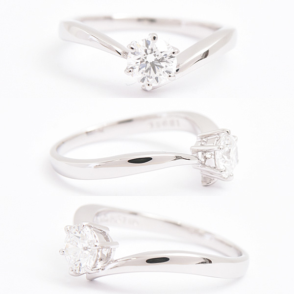 ミキモト 指輪 レディース 1Pダイヤ 立爪 リング V字 Vライン ダイヤモンド0.51ct 実測11号 プラチナ MIKIMOTO PT950 中古