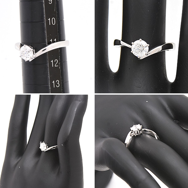 ミキモト 指輪 レディース 1Pダイヤ 立爪 リング V字 Vライン ダイヤモンド0.51ct 実測11号 プラチナ MIKIMOTO PT950 中古