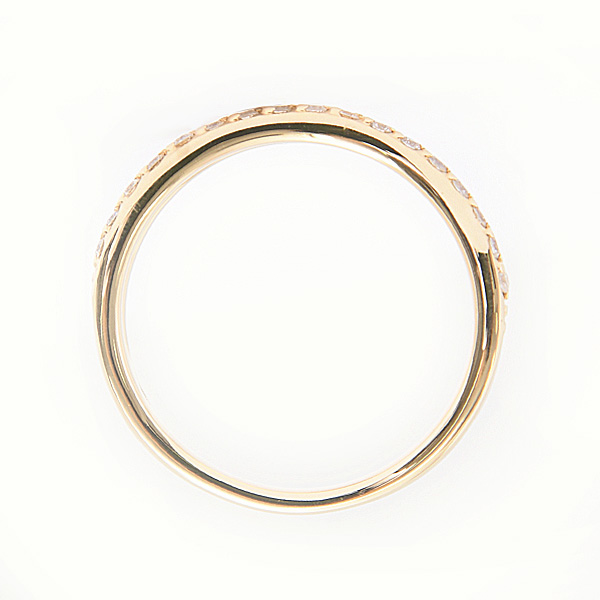 ヨンドシー 指輪 レディース メレダイヤ リング 2連風 ウェーブライン イエローゴールド 4℃ K18YG 中古