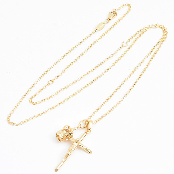 ドルチェ&ガッバーナ ネックレス メンズ レディース クロス キリスト クラウン 王冠 ロング イエローゴールド DOLCE&GABBANA 750YG 中古