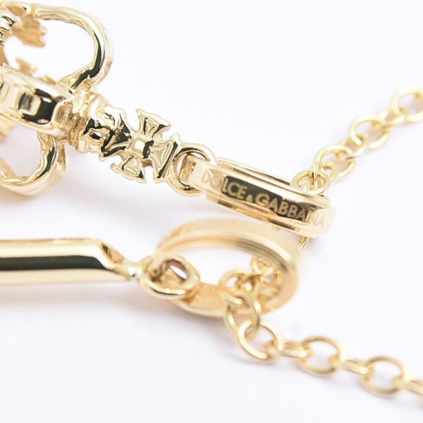 ドルチェ&ガッバーナ ネックレス メンズ レディース クロス キリスト クラウン 王冠 ロング イエローゴールド DOLCE&GABBANA 750YG 中古