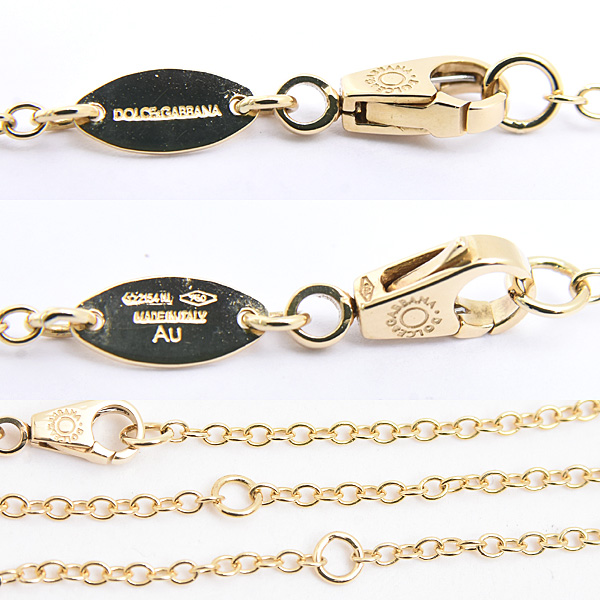 ドルチェ&ガッバーナ ネックレス メンズ レディース クロス キリスト クラウン 王冠 ロング イエローゴールド DOLCE&GABBANA 750YG 中古