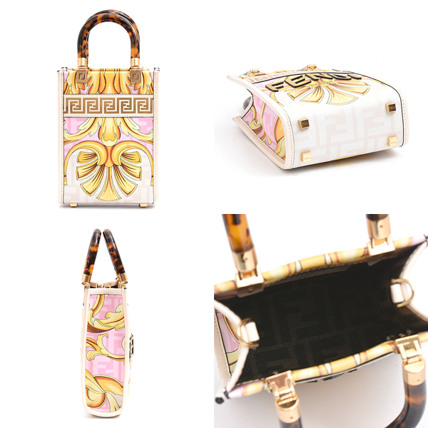 フェンディ バッグ レディース フェンダーチェ サンシャイン ミニショッパー 2WAY ハンドバッグ ショルダーバッグ マルチ FENDI 8BS051 中古