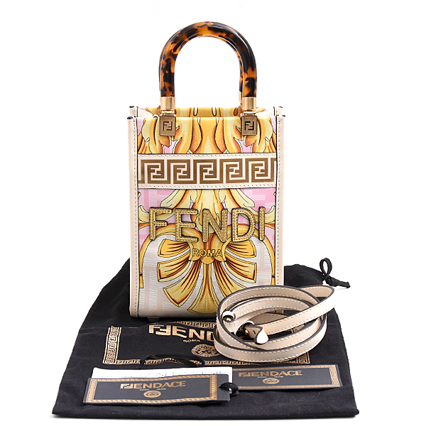 フェンディ バッグ レディース フェンダーチェ サンシャイン ミニショッパー 2WAY ハンドバッグ ショルダーバッグ マルチ FENDI 8BS051 中古